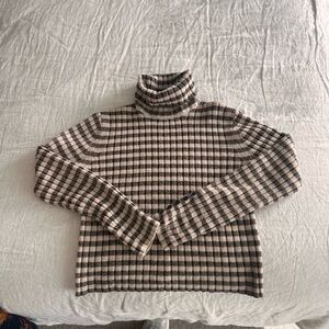 Plaid Bohme Turtleneck Sweater - Brown and Cream